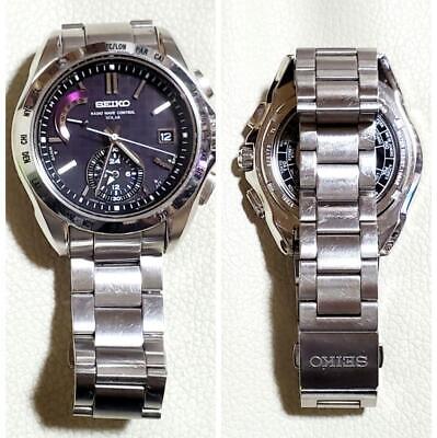 Seiko Brightz 8B54-0AA0 Day Date Radio wave control St. Steel Solar Mens  Watch