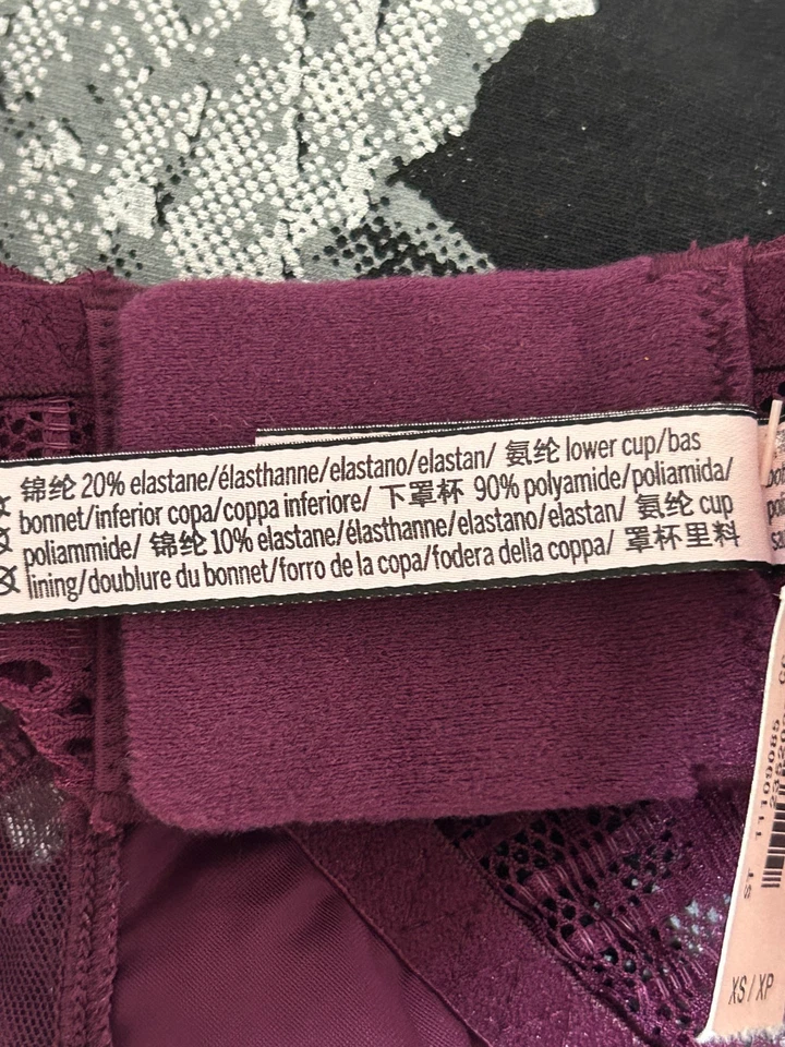 Victoria's Secret Bralette Women XS Purple Lace Mesh Unlined Strappy Lingerie - Image 4 of 4