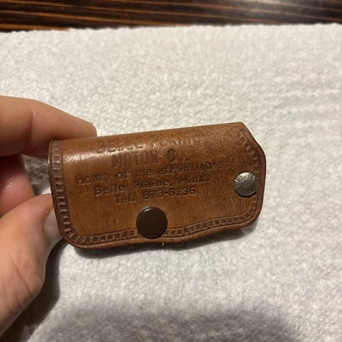 Vintage Ford Dealer Truck Car Auto Leather Key Holder Keychain Belle Plain Minn