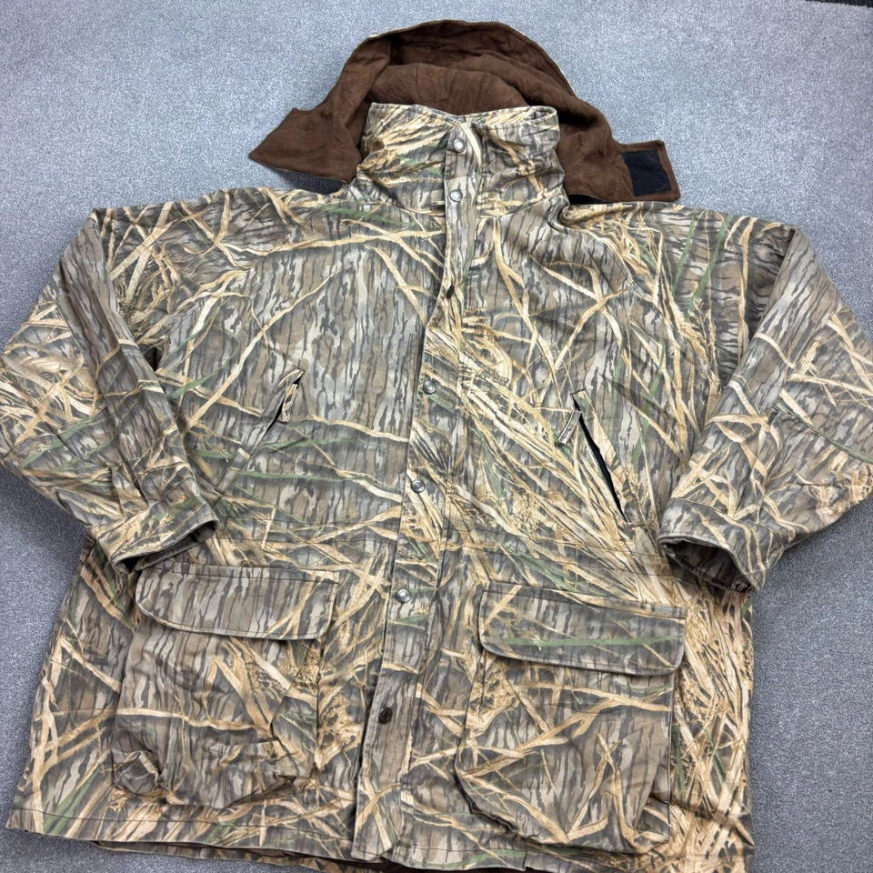 Chaqueta RealTree Adulto 2XL XXL Marrón Ropa de Trabajo Lona Camuflaje Caza Capucha Forrada Hombres* Foto 2 de 4