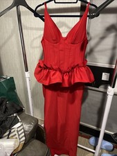754 Fashion Nova  Red  Vtg Ruffled Long Evening Prom Dance Night out Dress Sz XL