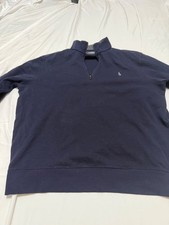 Polo Ralph Lauren Sweater Mens XL Navy Quarter Zip Mock Neck Pullover Pony Logo