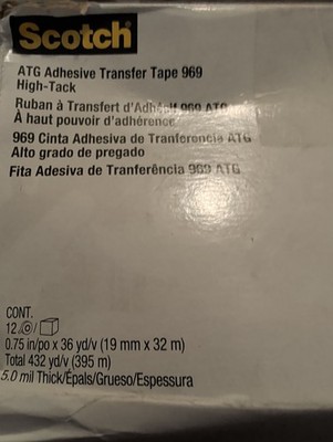 3M Scotch ATG 969 Adhesive Transfer Tape 12 Rolls 3/4'' x 36 yds. 