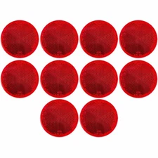 2" Inch Round Red Reflector Adhesive Bike, Trailer, Truck, Boat, Mailbox- Qty 10