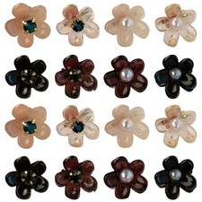 16 PCS Pearl Flower Hairpin Mini Claw Clips Girls Small Wedding Bridal Thin