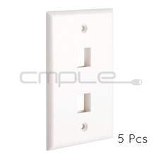 Keystone Jack Wall Plate 2 Hole Port Faceplate Network CAT5e CAT6 White 5 Pack