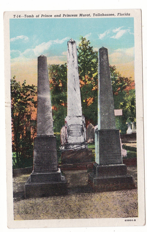 TALLAHASSEE, Florida vintage postcard / tomb of Prince & Princess Murat