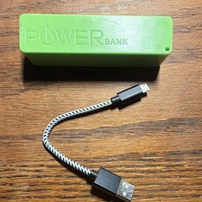 Green 2600mAh Power Bank Portable Charger 5V USB Output Micro USB Input