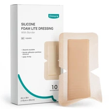 Silicone Foam Dressing Border Adhesive 4x8in 10 Pcs Post Surgery Wound Care