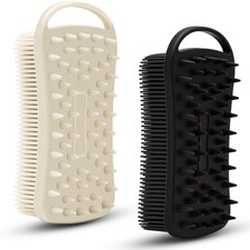 2 PC Silicone Body Scrubber, 2 in 1 Exfoliating Shower Bath Grey black