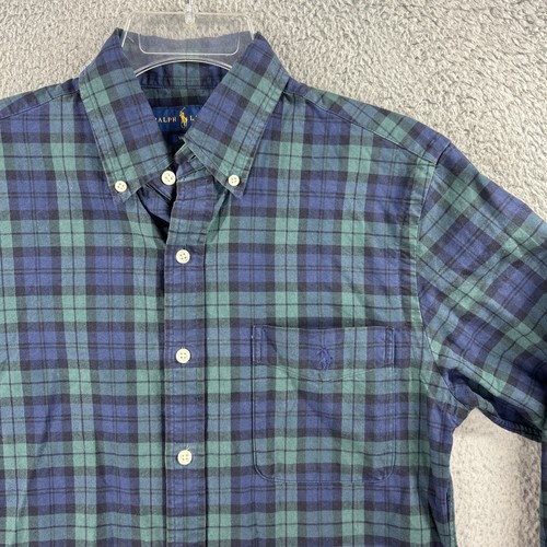 Ralph Lauren Hemd Herren klein blau grün schwarz Uhr Tartan Oxford schmale Tasche - Bild 2 von 7