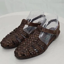Y2K Cole Haan Woven Leather Fisherman Sandals Women 9 B Brown Slingback Huarache