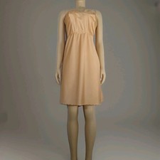 Vintage Scalloped Neckline Gold Lingerie Dress Slip wear as Nightgown 36"