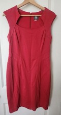Vince Camuto Womens Midi Dress Fit and Flare Sleeveless Coral Red Stretchy Sz 10