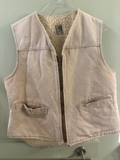 Carhartt Men's Sherpa Lined Vest Beige Zip Front Vintage Regular Size L