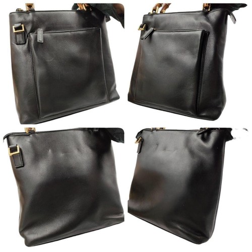 Gucci 2Way Bamboo Shoulder Bag Leather Black Pocket m2_0706 - Picture 10 of 10