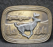 XB09125 VINTAGE 1979 REMINGTON WHITE TAILED DEER GUNS WEAPONS BELT BUCKLE