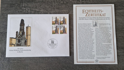 Ersttagsbrief FDC 100 Jahre Kaiser-Wilhelm-Gedächtniskirche Berlin/4er-Block#010