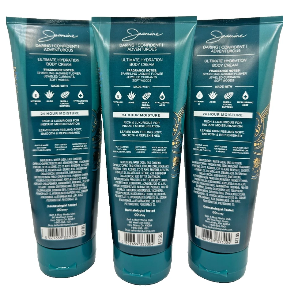 Bath & Body Works LOT of 3 Tubes Disney Princess JASMINE Body Cream Lotion 8 oz - Image 2 of 2
