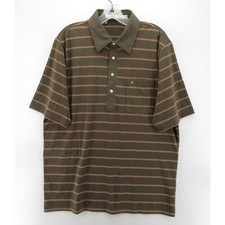 Criquet Polo Shirt Men Large Green Performance Golf Striped Stretch Pima Cotton