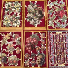 6 Pc Fruit Flower Lot Mamelok Die Cut Scrap Relief England Victorian 1995 Floral