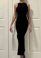 Universal Thread Black Knit Bodycon Midi Dress High Neck Side Slit XS