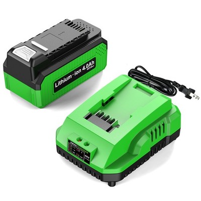 4.0Ah High Capacity Battery With Fast Charger for Greenworks 40V All Power Tools