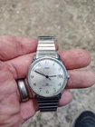 Vintage Timex Mens Watch Silver Tone Date Stretch Band Manual Wind