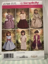 Simplicity 2768 Sewing Pattern Doll Clothes 18" American Girl Carpatina Doll
