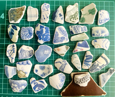 sea glass rare pattern pottery from japan Surf-Tumbled Beach Glass