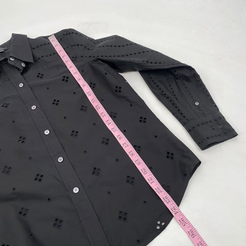 Marc Jacobs womens size 4 Eyelet Embroidered blouse Top black button up collared - Picture 10 of 13