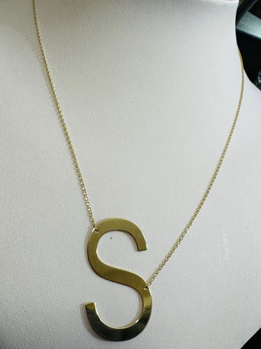 18K 18Ct 750 Real Fine Saudi Gold 16.5”/ 17.5” long Letter S Necklace 1mm 4.2g - Picture 10 of 24
