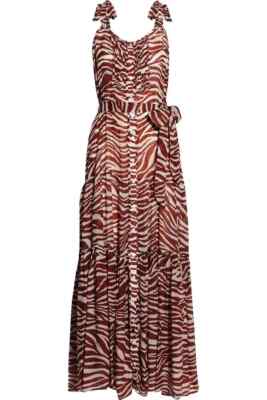 Veronica Bart $ 495 Michi Rost Zebra Tiger Maxikleid SMALL UK 10 US 6 Brandneu mit Etikett selten