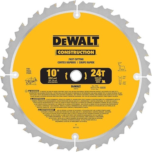 NEU DeWALT 10" Tischsägeblatt 5/8 Zoll Dorn 24 Zähne DW3112 ~ Kostenloser Versand - Bild 1 von 5