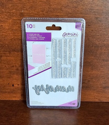 Gemini MEMORIES Die & Clear Sentiment Stamps Phrases by Crafter's Companion New