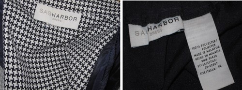 SAG HARBOR Woman Teen 2pc dress business suit b+w check jacket + skirt Petite L - Picture 6 of 6