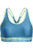 Under Armour Girls' Crossback Solid Bra Radar Blue Aqua Foam Youth Size L