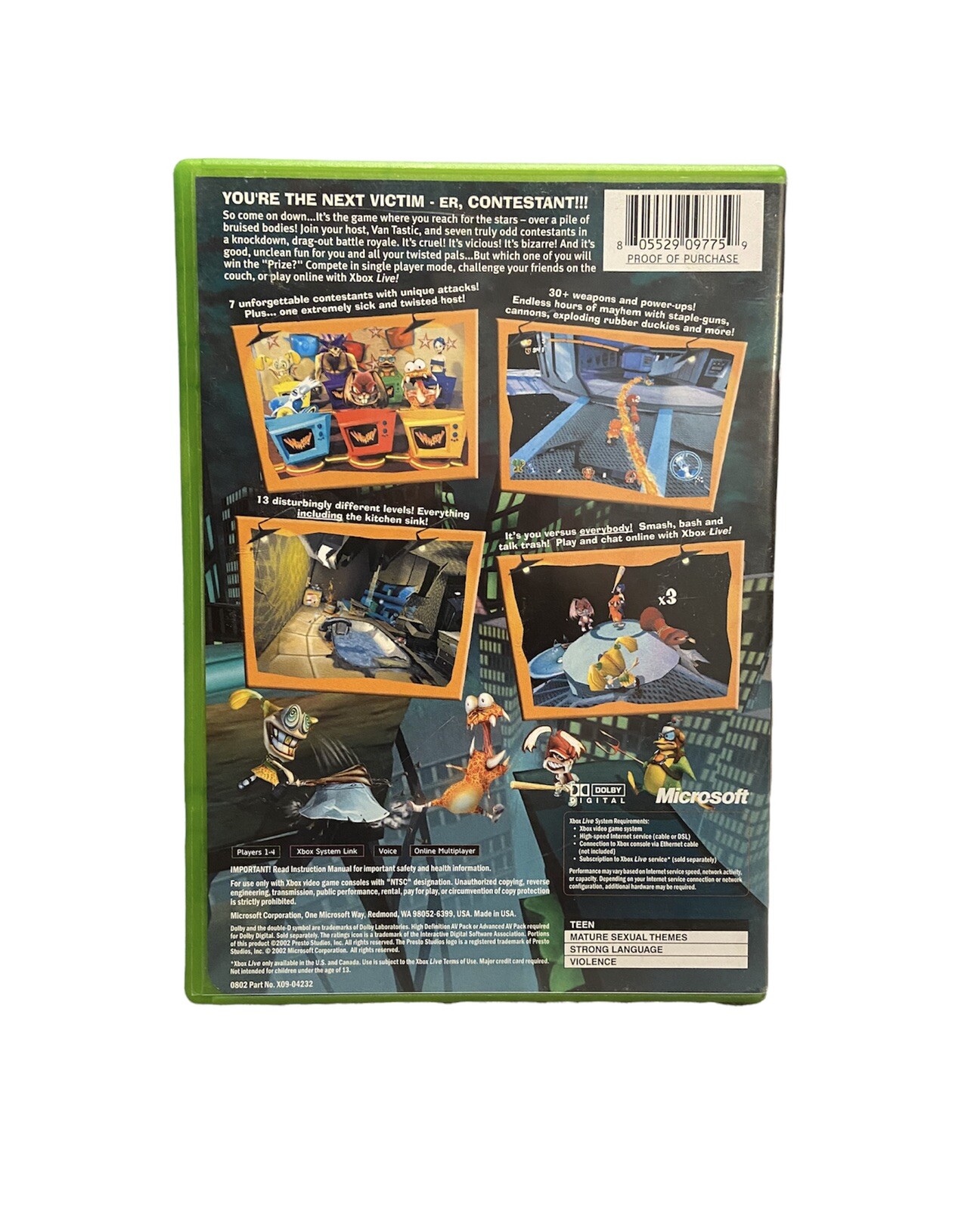 Whacked Microsoft Xbox 02 No Manual Tested Ebay