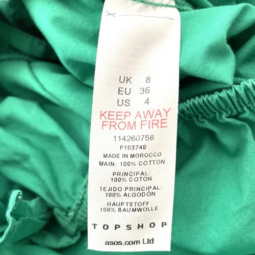 Topshop Wide Leg Jumpsuit Romper Size 4 Cotton Green Ruffle Strap Lagenlook - Picture 8 of 9
