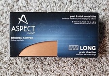 Aspect Peel and Stick Backsplash 3inx6in Brushed Copper Long Grain Metal Tile