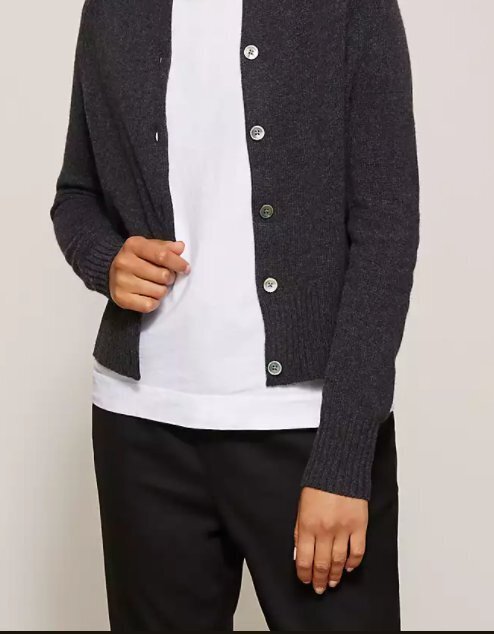 100% cashmere CARDIGAN John Lewis luxe chunky dark grey supersoft knit uk20  bnwt