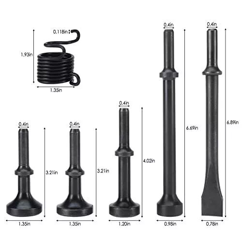 6Pcs Smoothing Air Hammer Tool Kit 10mm Shank Air Hammer Bits Accessories