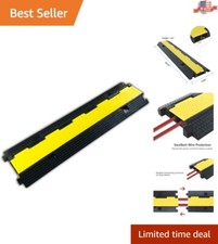 2 Channel Rubber Cable Protector Ramp - 22000Lbs Load Capacity - Indoor/Outdoor