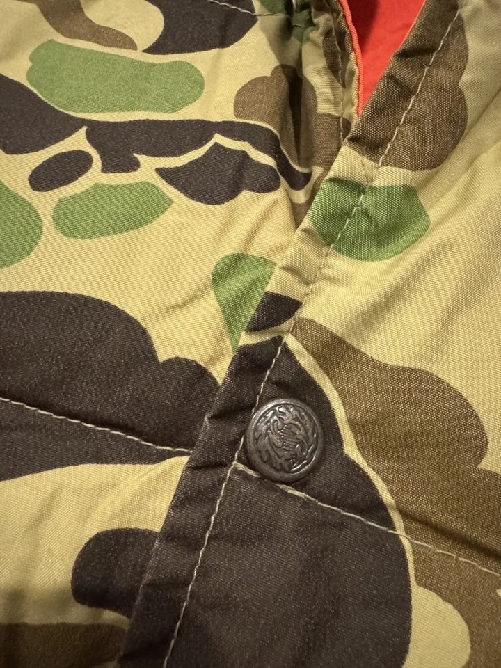 Hansa Branta Goose Down Vest Mens S Puffer Green Camo Hunting Camp Reversible - Image 4 of 4