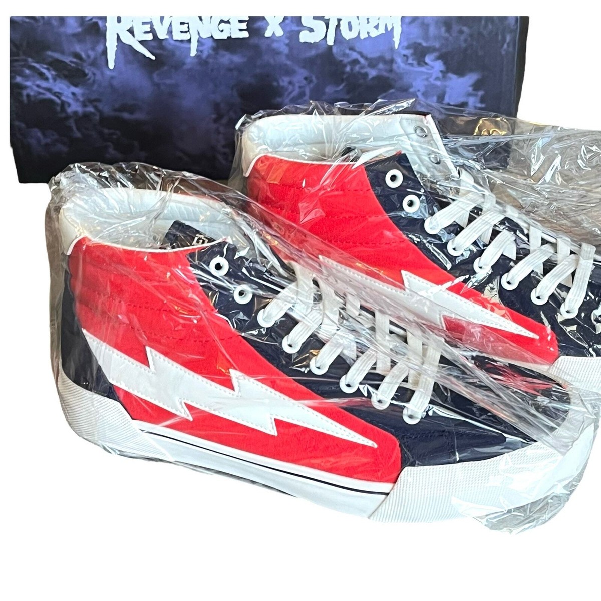 NEW Revenge x Storm Vol 2 HIGH TOP SNEAKERS Mens 14 Red Navy Lightning Bolt BOX Revenge x Storm Vol. 2 Hi Top Sneakers in Lilac – MAC AND LOU main image 4