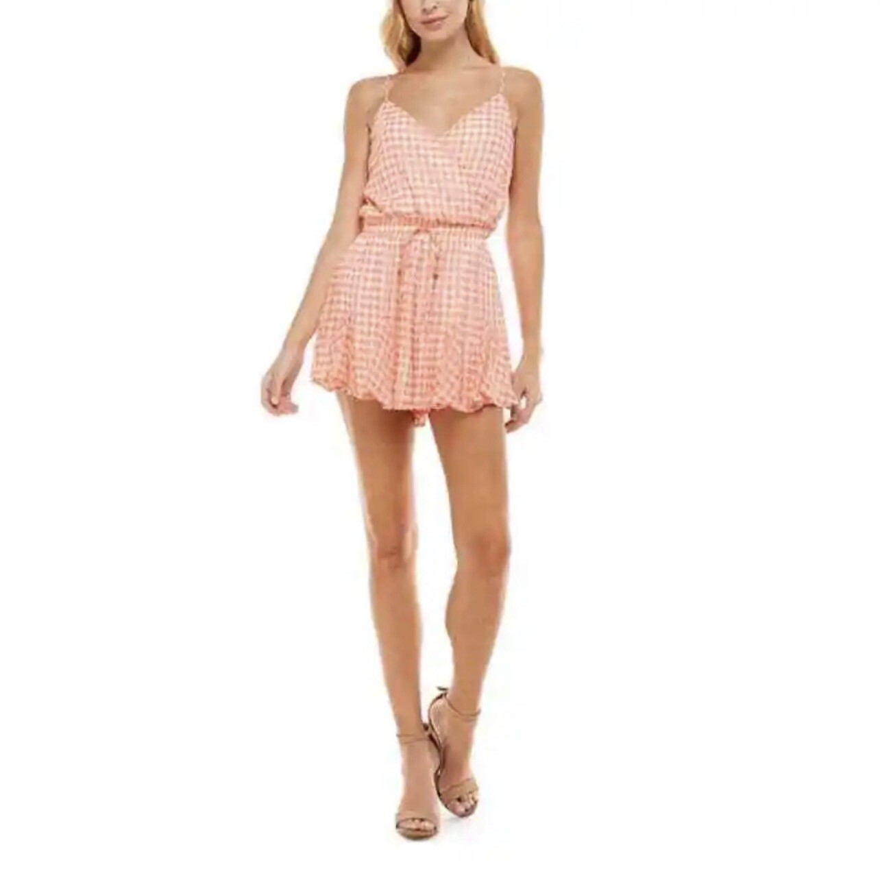 FILA Romper Row A Surplice rosa bianco a scacchi Gingham taglia MEDIA NUOVO CON ETICHETTE NORDSTROM