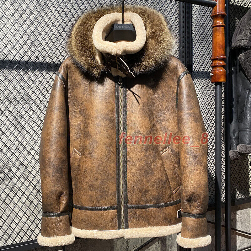 Men's Fur All-in-one Suit Jacket Sheep Fur Coat Genuine