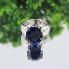 6 Ct. Certified Natural Oval Cut Blue Sapphire 925 Sterling Silver Ring
