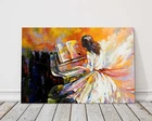 Girl at the piano. oil painting print. Canvas print