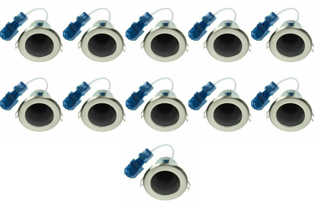 11 x Ovia OVGU315SC 'Flameguard' Fire Rated Downlight Fittings GU10 Satin Chrome